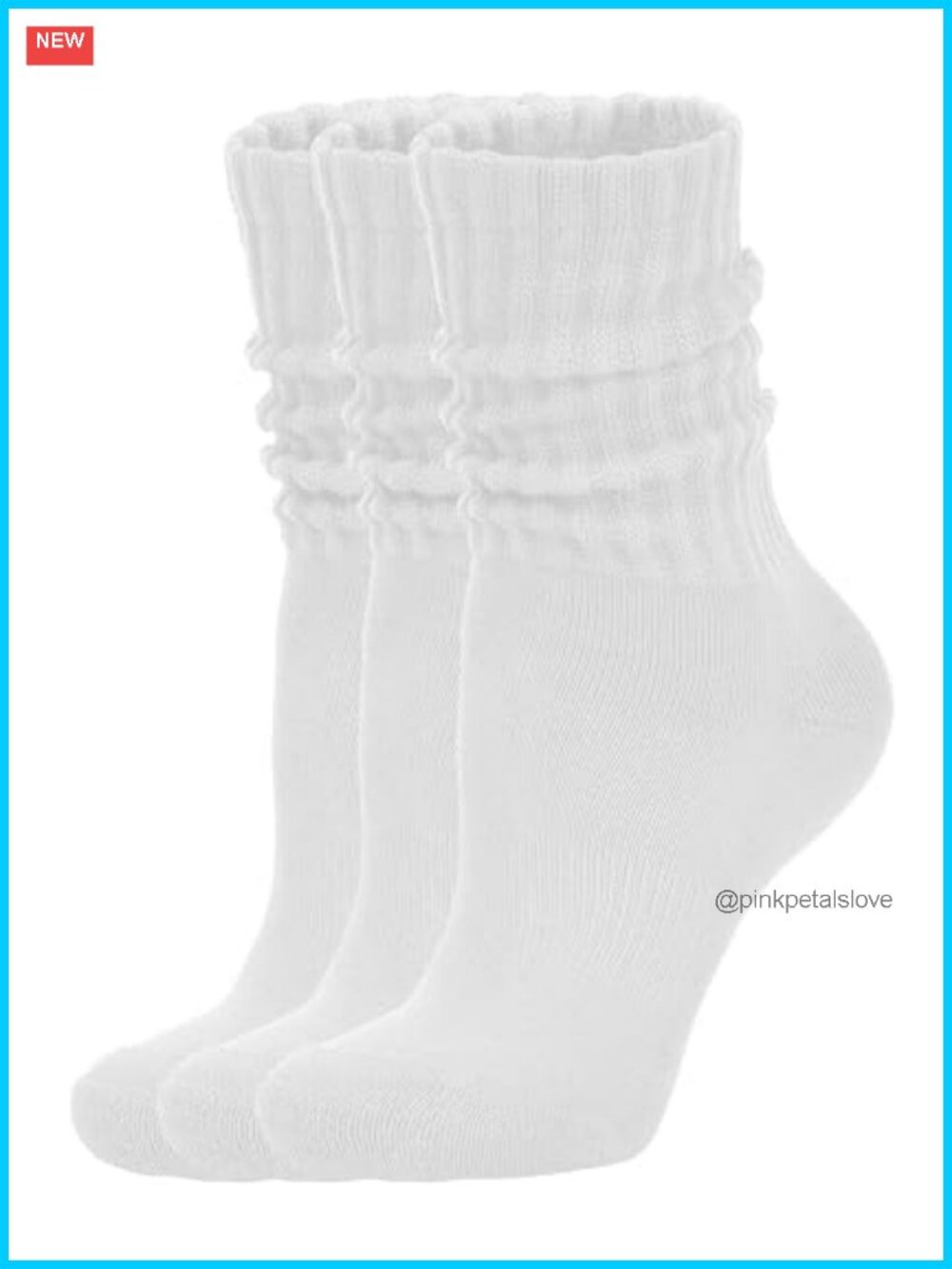 Scrunch Crew Socks Retro 3-Pack Cotton Boot Calf Chunky Ribbed Cozy Slouchy